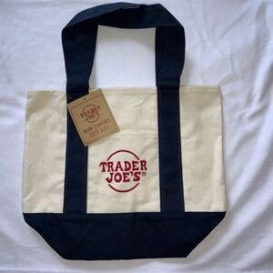 Trader Joe’s Mini Canvas Tote Bag NAVY BLUE - NEW With Tag